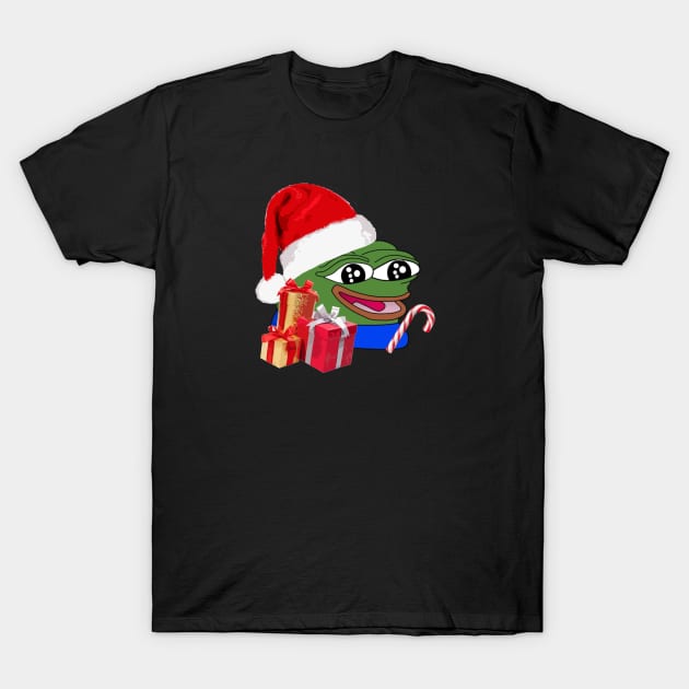 Christmas Peepo Pepe The Frog Meme Happy Cute Wholesome T-Shirt by TheMemeCrafts